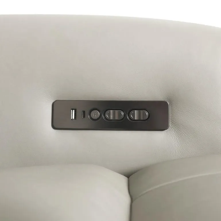 Genuine Leather Power Reclining Loveseat with Console