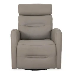 Genuine Leather Power Recliner - Grey