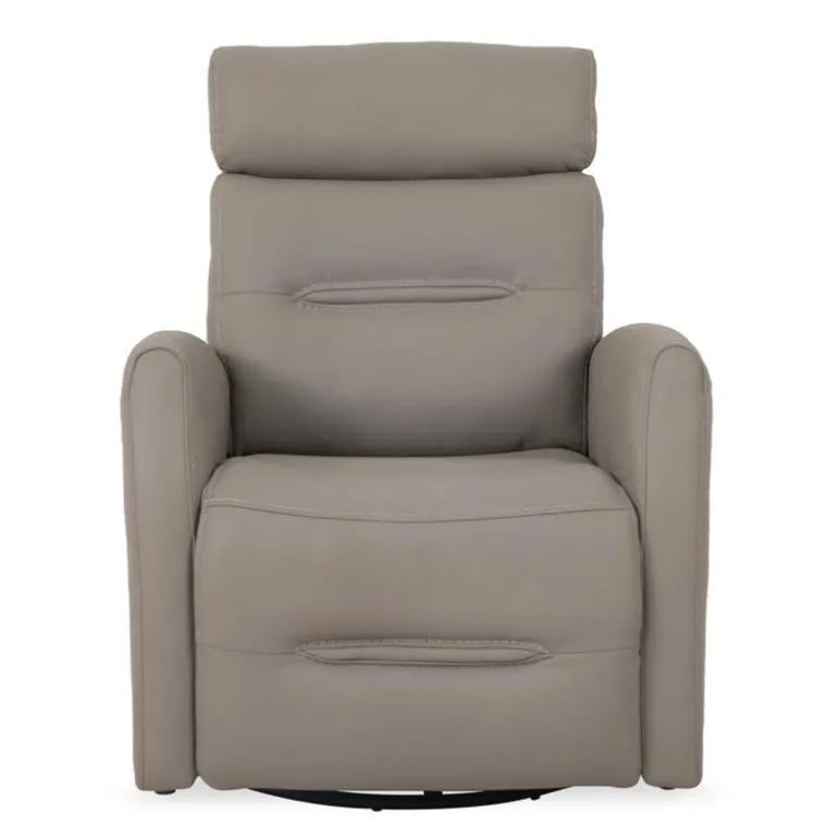 Genuine Leather Power Recliner - Grey