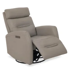 Genuine Leather Power Recliner - Grey