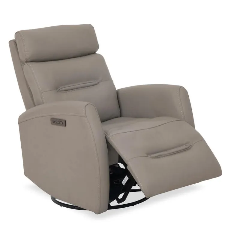 Genuine Leather Power Recliner - Grey