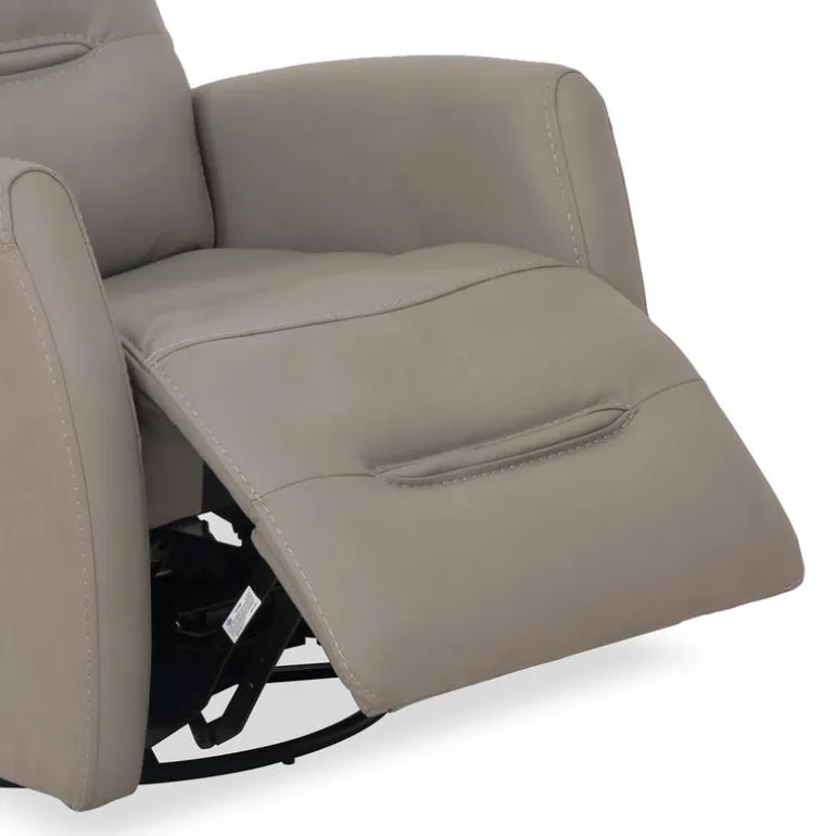 Genuine Leather Power Recliner - Grey