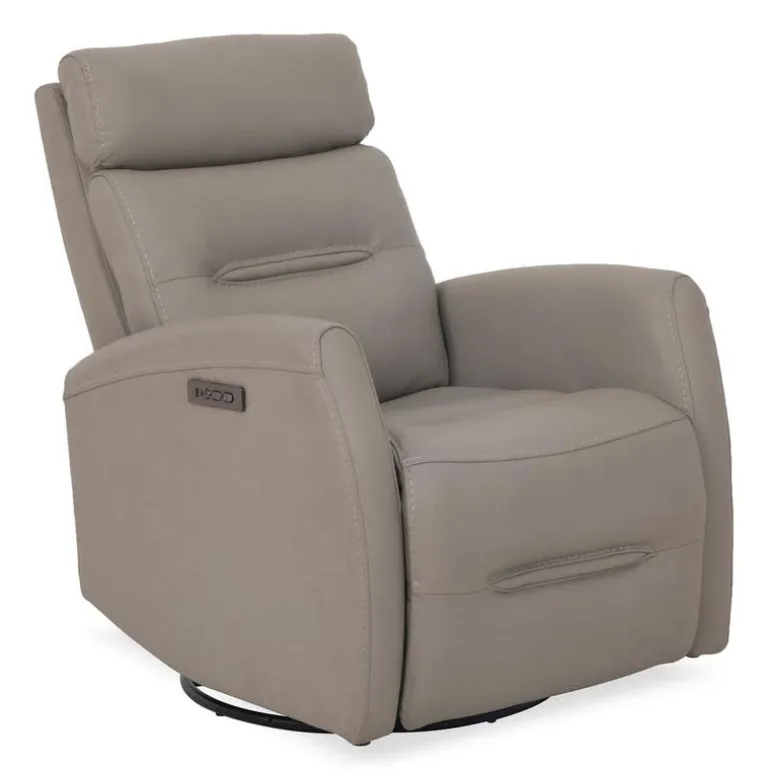 Genuine Leather Power Recliner - Grey