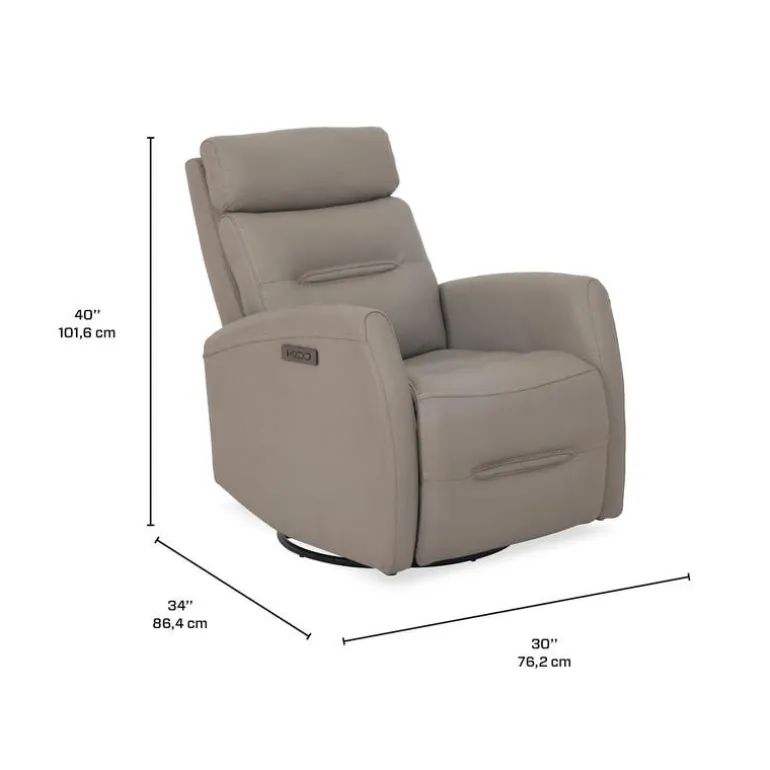 Genuine Leather Power Recliner - Grey