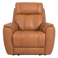 Genuine Leather Power Recliner with Adjustable Headrest