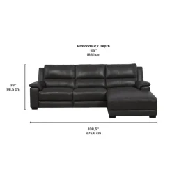 Genuine Leather Power Reclining Sectional with Chaise and Fold-Down Backrest