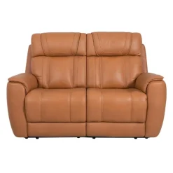 Genuine Leather Power Reclining Modular Loveseat with Adjustable Headrests - 2 pcs