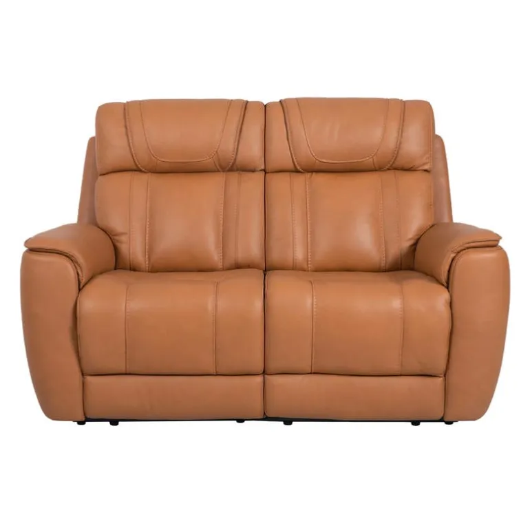 Genuine Leather Power Reclining Modular Loveseat with Adjustable Headrests - 2 pcs