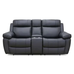Genuine Leather Reclining Loveseat with Console