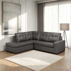 Genuine Leather Sectional - Left-Side Chaise