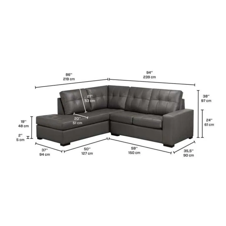 Genuine Leather Sectional - Left-Side Chaise