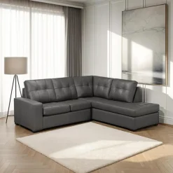 Genuine Leather Sectional - Right-Side Chaise