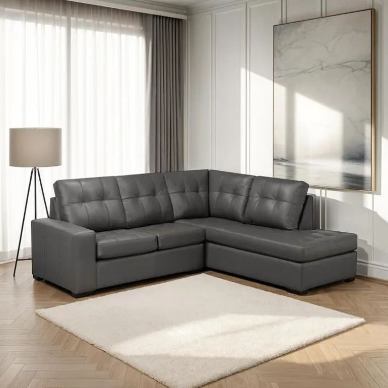 Genuine Leather Sectional - Right-Side Chaise