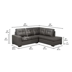 Genuine Leather Sectional - Right-Side Chaise