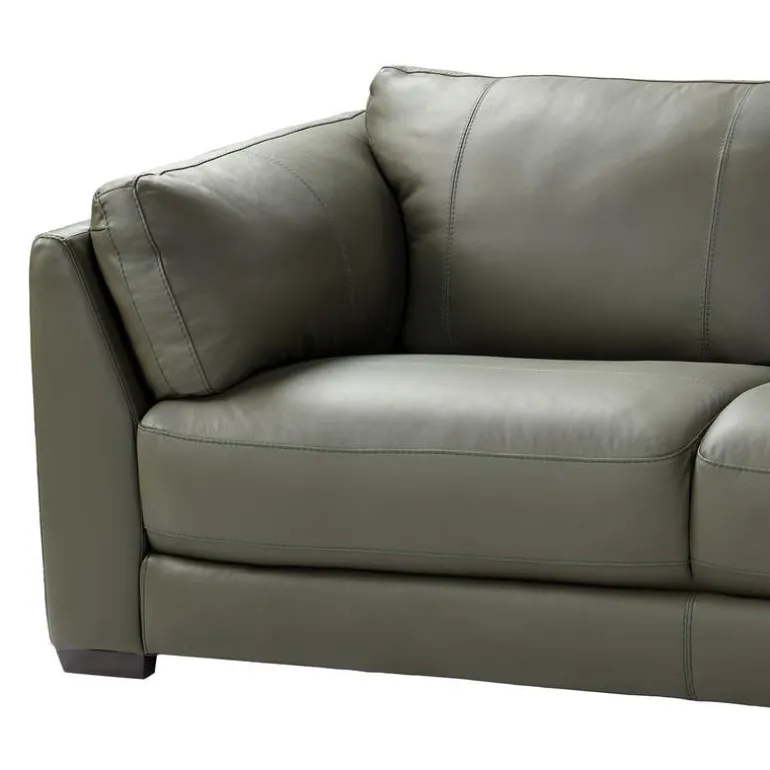 Genuine Leather Sectional with Right-Side Extra Seat