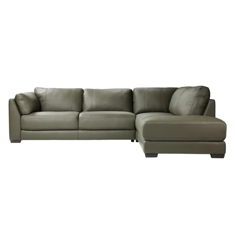 Genuine Leather Sectional with Right-Side Extra Seat