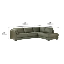 Genuine Leather Sectional with Right-Side Extra Seat