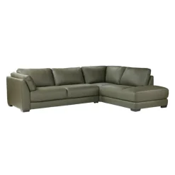 Genuine Leather Sectional with Right-Side Extra Seat