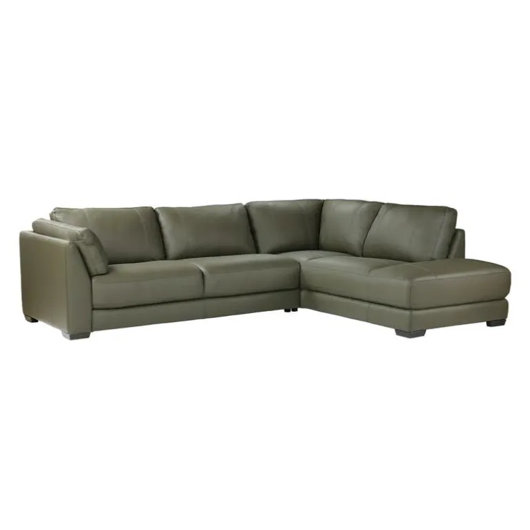 Genuine Leather Sectional with Right-Side Extra Seat