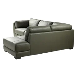 Genuine Leather Sectional with Right-Side Extra Seat