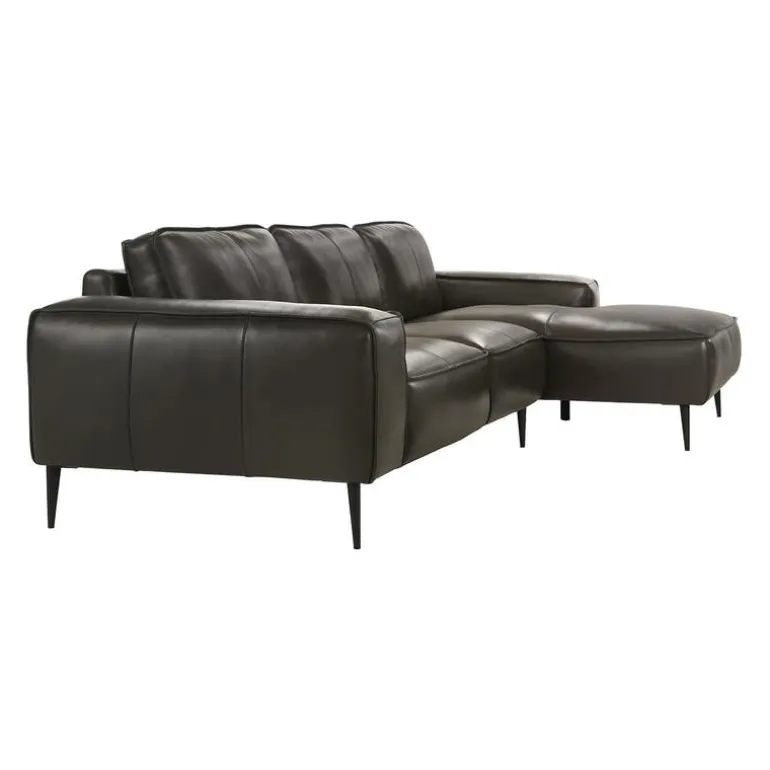 Genuine Leather Sectional with Right-Side Chaise
