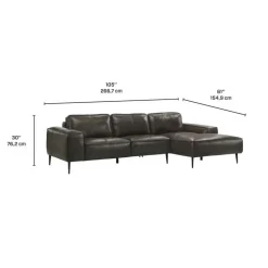 Genuine Leather Sectional with Right-Side Chaise