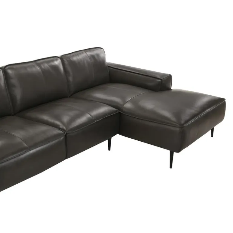 Genuine Leather Sectional with Right-Side Chaise