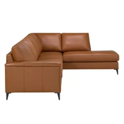 Genuine Leather Sectional with Right-Side Chaise - Cognac