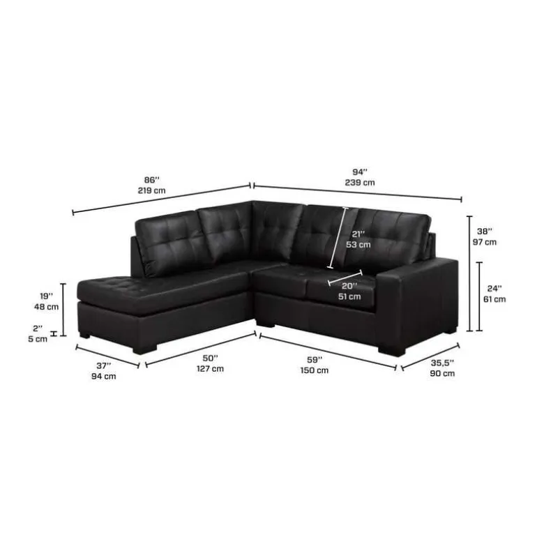 Genuine Leather Sectional - Left-Side Chaise