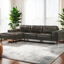 Genuine Leather Sectional with Left-Side Chaise