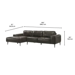 Genuine Leather Sectional with Left-Side Chaise