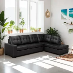 Genuine Leather Sectional - Right-Side Chaise