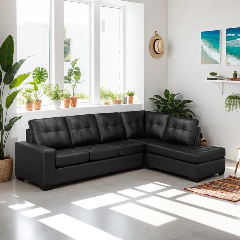 Genuine Leather Sectional - Right-Side Chaise