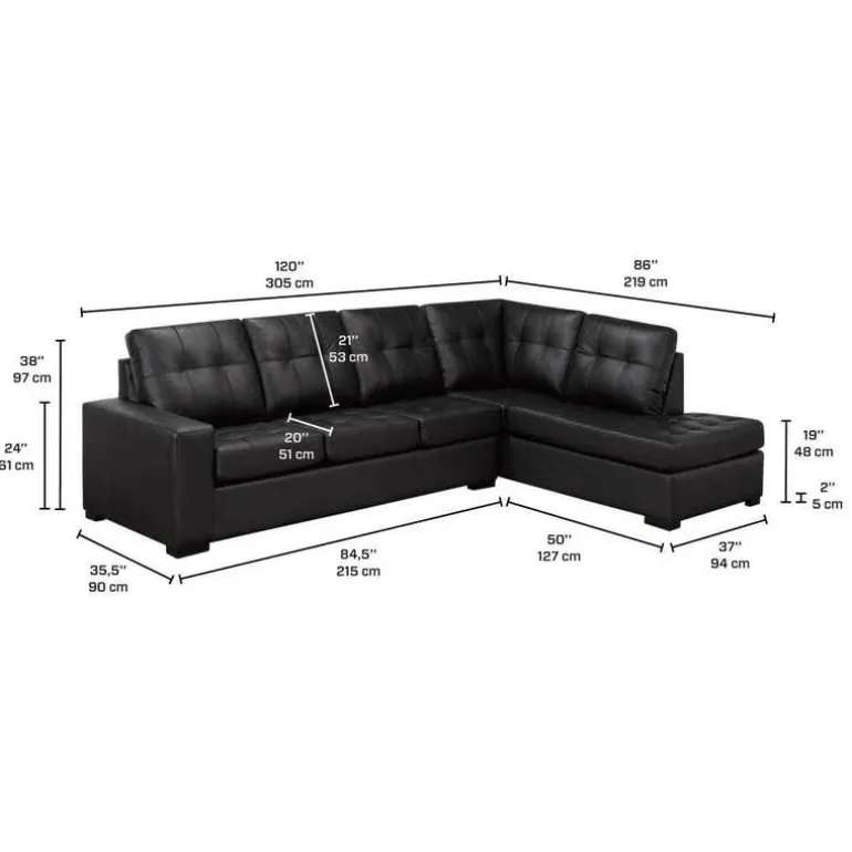 Genuine Leather Sectional - Right-Side Chaise