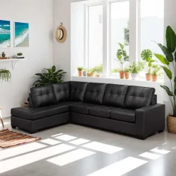 Genuine Leather Sectional - Left-Side Chaise