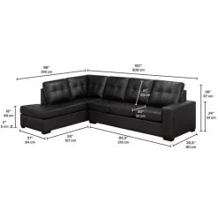Genuine Leather Sectional - Left-Side Chaise