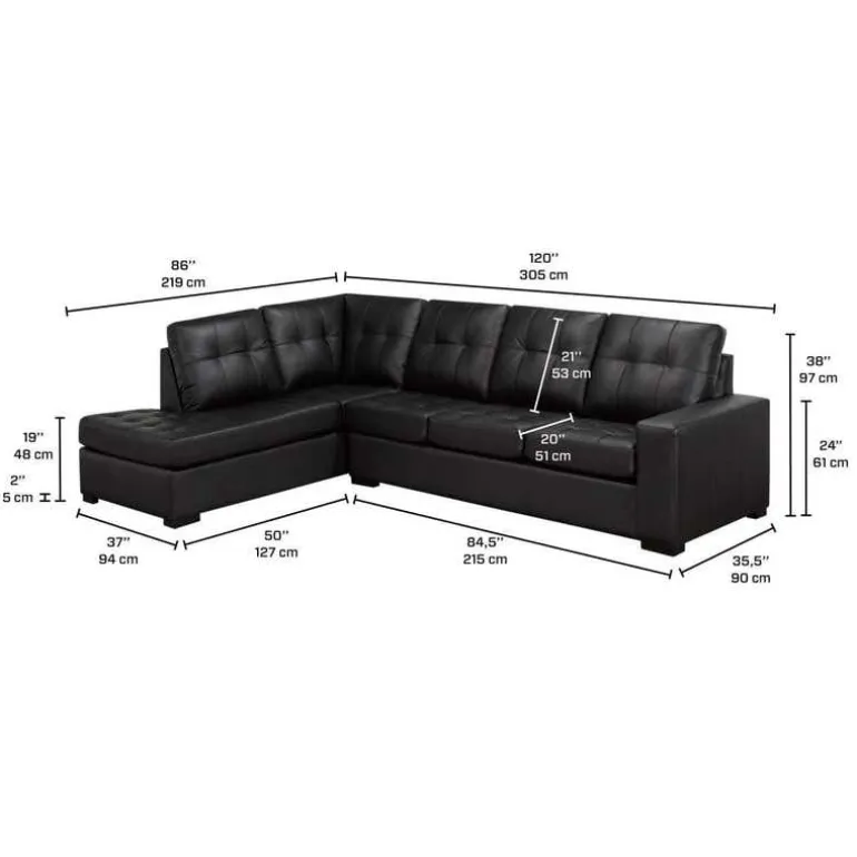 Genuine Leather Sectional - Left-Side Chaise