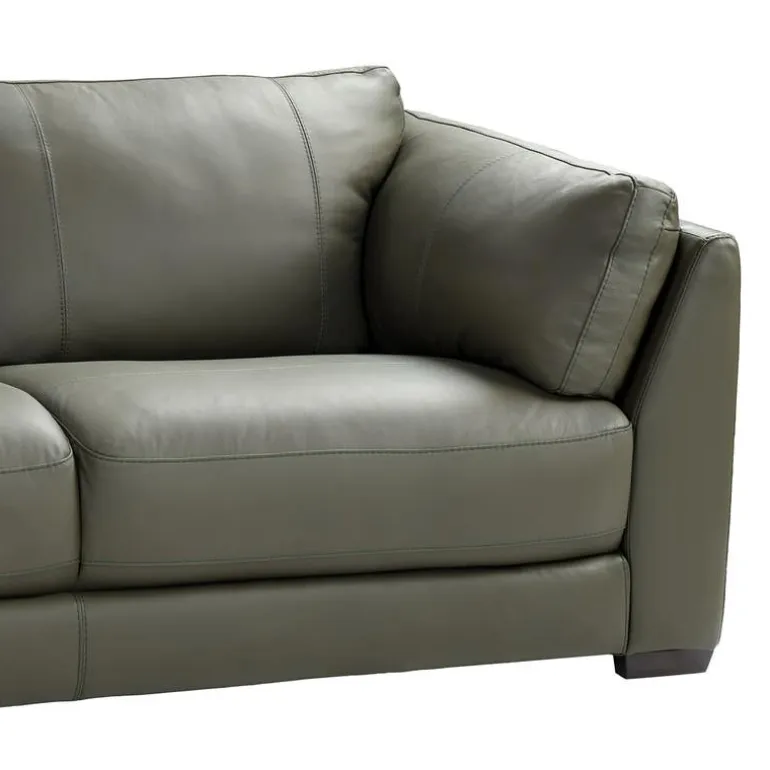 Genuine Leather Sectional with Left-Side Extra Seat and Matching Ottoman