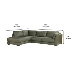 Genuine Leather Sectional with Left-Side Extra Seat