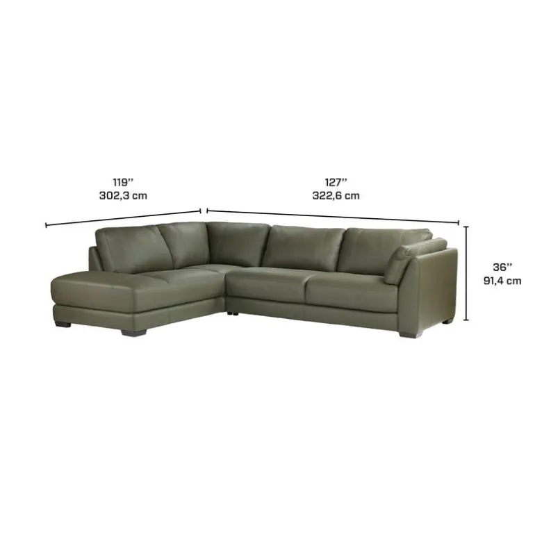 Genuine Leather Sectional with Left-Side Extra Seat