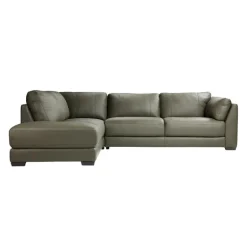 Genuine Leather Sectional with Left-Side Extra Seat
