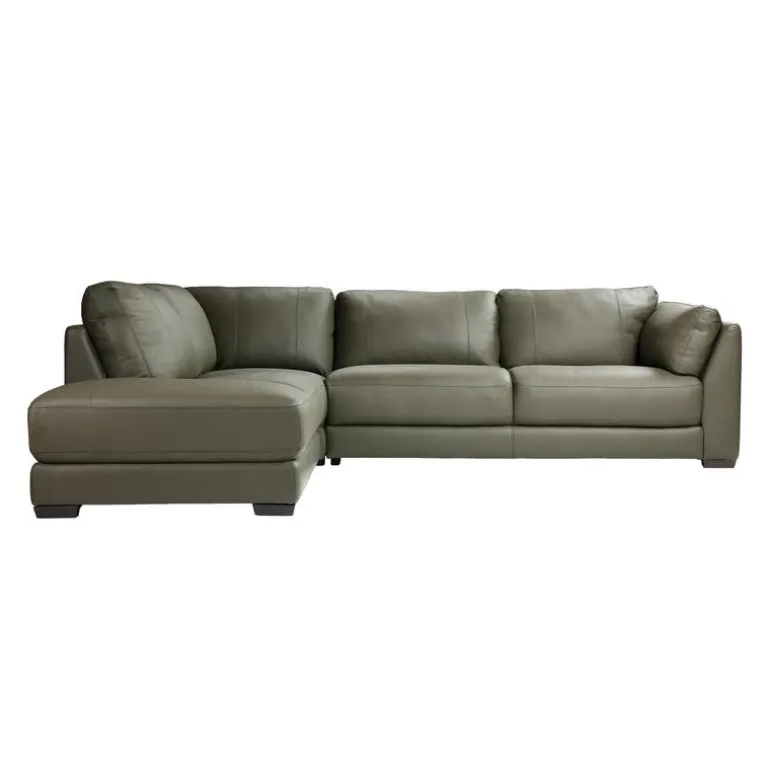 Genuine Leather Sectional with Left-Side Extra Seat