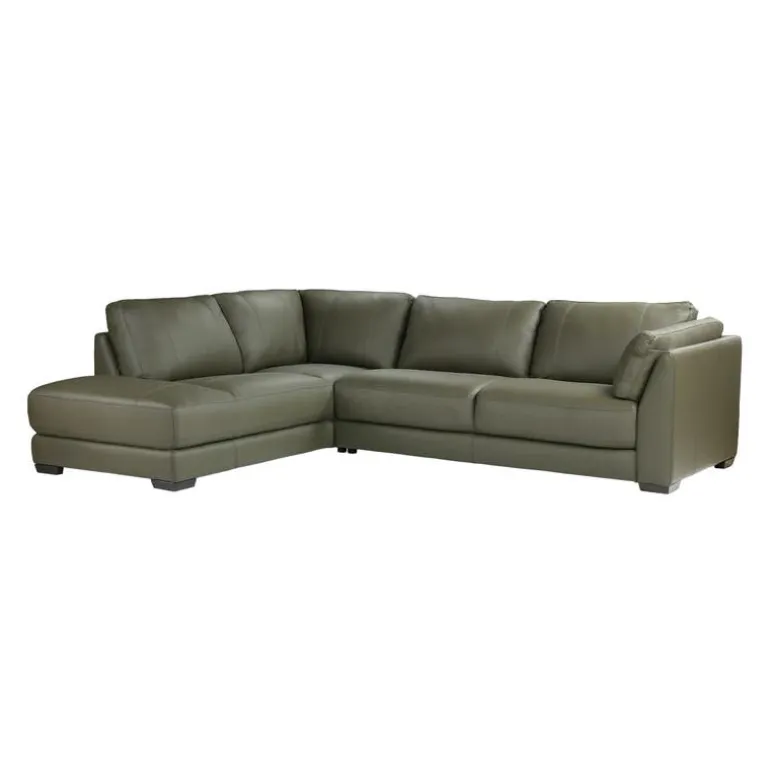 Genuine Leather Sectional with Left-Side Extra Seat