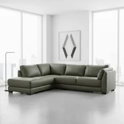 Genuine Leather Sectional with Left-Side Extra Seat