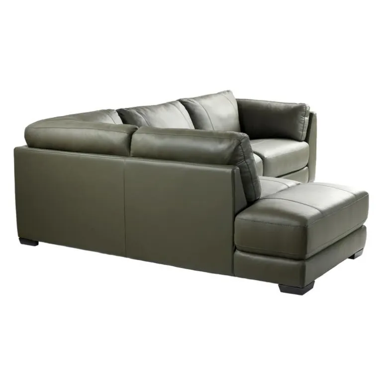 Genuine Leather Sectional with Left-Side Extra Seat