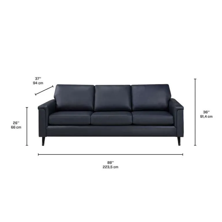 Genuine Leather Sofa - Blue