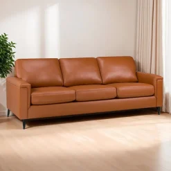 Genuine Leather Sofa - Cognac