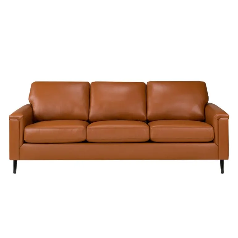 Genuine Leather Sofa - Cognac