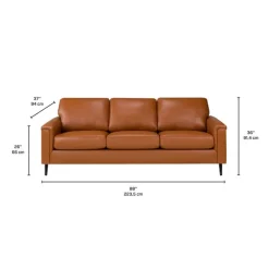 Genuine Leather Sofa - Cognac