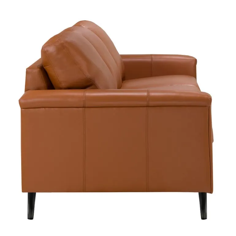 Genuine Leather Sofa - Cognac